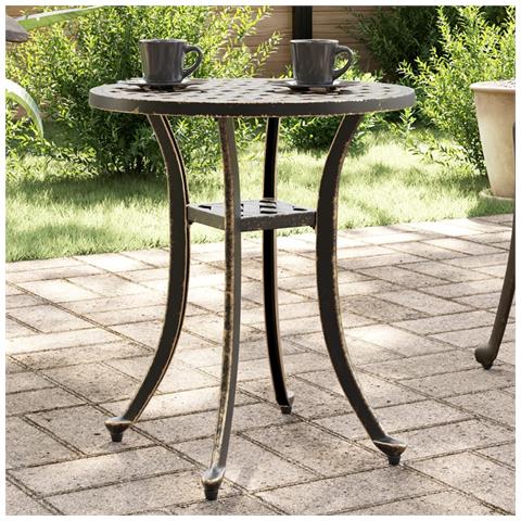 Tavolo Da Giardino Bronzo 48x53 Cm In Alluminio Pressofuso - Foto 1