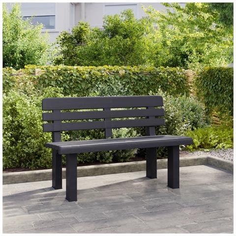 Panchina Da Giardino Antracite 110x52x71 Cm In Polipropilene - Foto 3