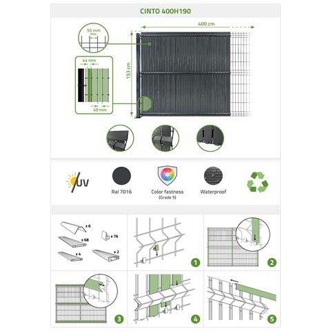 Kit Lamelle Oscuranti In Pvc 4m Cinto H. 190cm Grigio - Foto 8