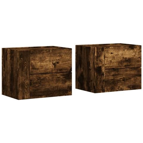 Comodini A Muro 2 Pz Rovere Fumo 45x30x35 Cm - Foto 2