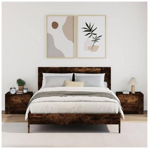 Comodini A Muro 2 Pz Rovere Fumo 45x30x35 Cm - Foto 3