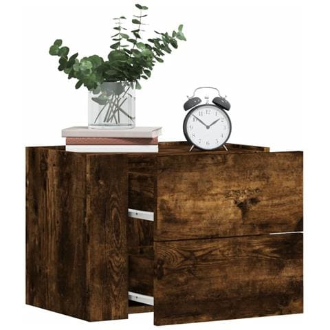 Comodini A Muro 2 Pz Rovere Fumo 45x30x35 Cm - Foto 1