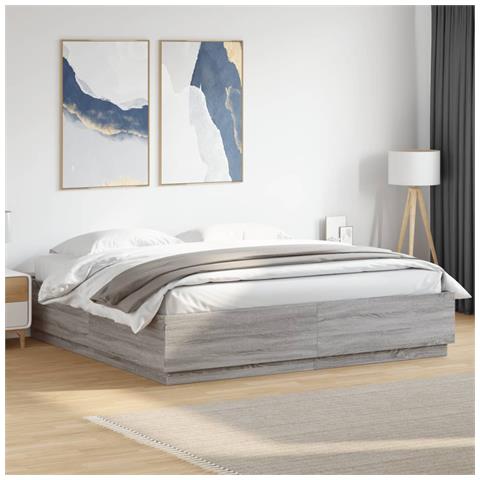 Giroletto Luci Led Grigio Sonoma 180x200 Cm Legno Multistrato - Foto 1