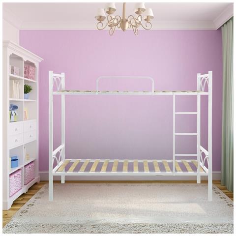 Letto A Castello Wind Con Struttura In Metallo Bianco - Foto 1