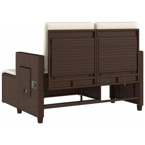 Panca Reclinabile da Giardino con Cuscini Marrone in Polyrattan - Foto 2