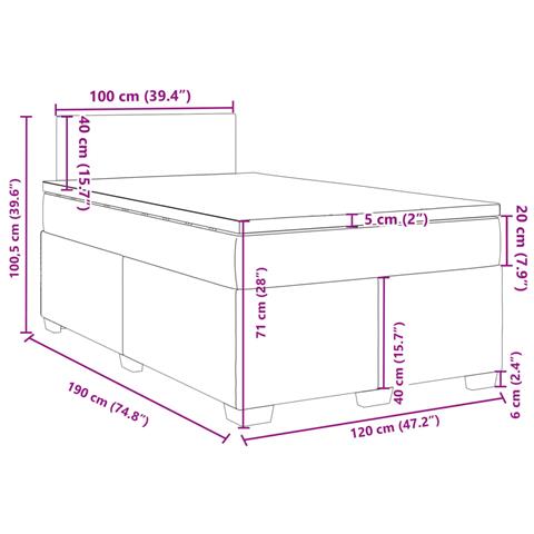 Giroletto a Molle con Materasso Tortora 120x190 cm in Tessuto - Foto 2
