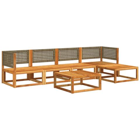 Set Divano Da Giardino 6 Pz Con Cuscini In Massello Di Acacia - Foto 3