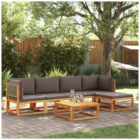 Set Divano Da Giardino 6 Pz Con Cuscini In Massello Di Acacia - Foto 1
