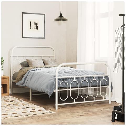 Giroletto Con Testiera E Pediera Metallo Bianco 100x190 Cm - Foto 1