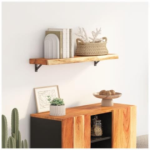 Mensola A Muro 90x30x3,8cm Rettangolare Legno Acacia Bordi Vivi - Foto 1