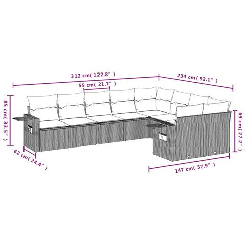 Set Divani Da Giardino 9 Pz Con Cuscini Nero In Polyrattan - Foto 3