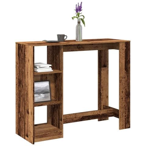 Tavolo Bar Con Ripiano Legno Antico 124x46x103,5 Cm Multistrato - Foto 1