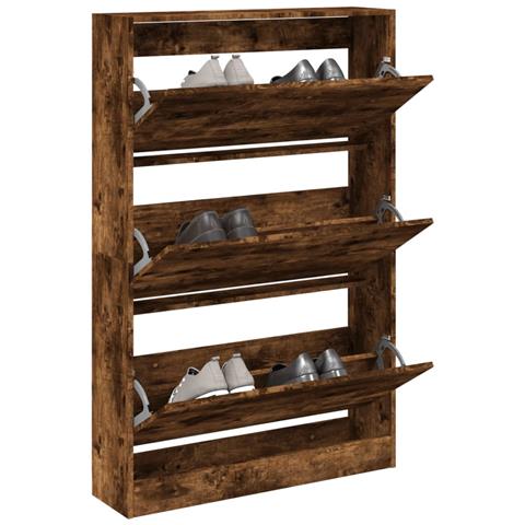 Lusso Casadino -  Scarpiera Rovere Fumo 80x21x125,5 Cm In Legno Multistrato - Foto 8