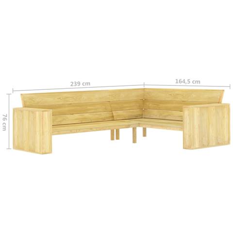 Panchina Angolare Da Giardino 239cm In Legno Di Pino Impregnato - Foto 6