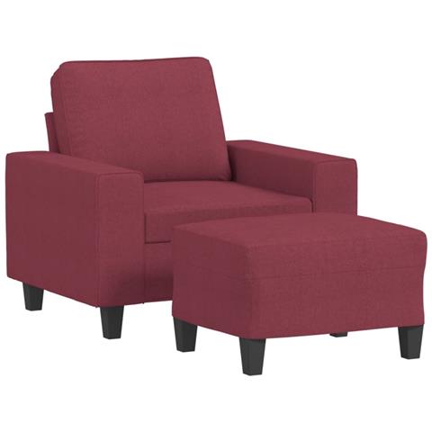 Poltrona con Poggiapiedi Rosso Vino 60 cm in Tessuto - Foto 1