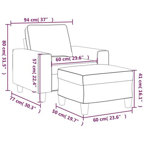Poltrona con Poggiapiedi Rosso Vino 60 cm in Tessuto - Foto 9