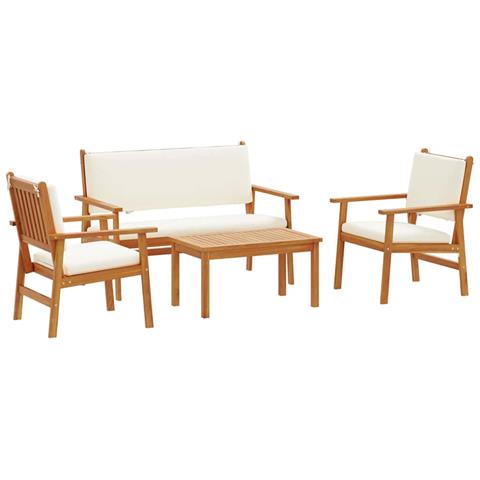 Set di divani da giardino 4 pezzi con cuscini in legno massello di acacia - Foto 1