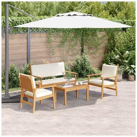 Set di divani da giardino 4 pezzi con cuscini in legno massello di acacia - Foto 2