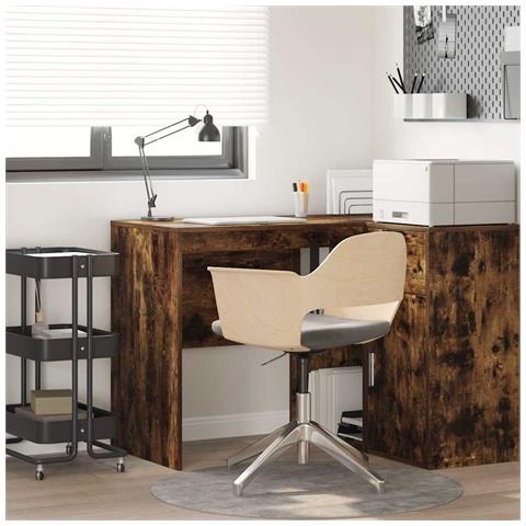 Scrivania Rovere Affumicato Legno Ingegnerizzato Media Scrivania - Foto 2