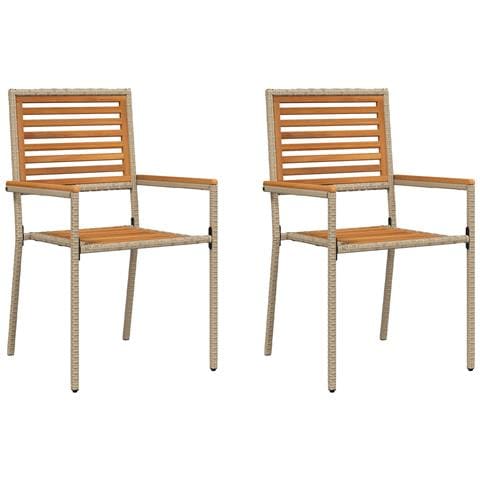 Sedia da Giardino Impilabile con Cuscini 2 pz Beige in Polirattan - Foto 1