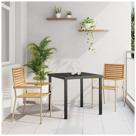 Sedia da Giardino Impilabile con Cuscini 2 pz Beige in Polirattan - Foto 2