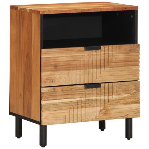 Comodino  50x33x62 cm in legno massello di acacia - Foto 2