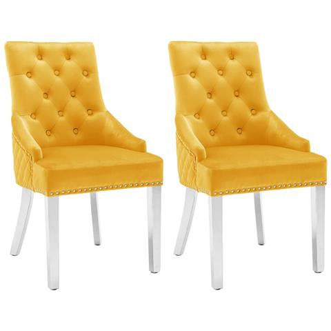 Sedie Da Pranzo 2 Pz Giallo In Velluto - Foto 2