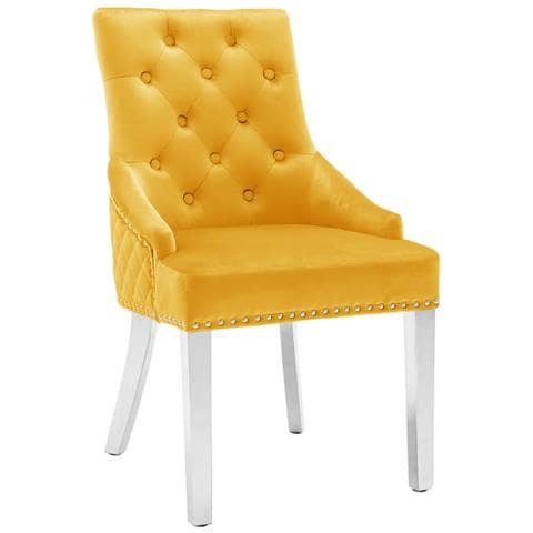 Sedie Da Pranzo 2 Pz Giallo In Velluto - Foto 1