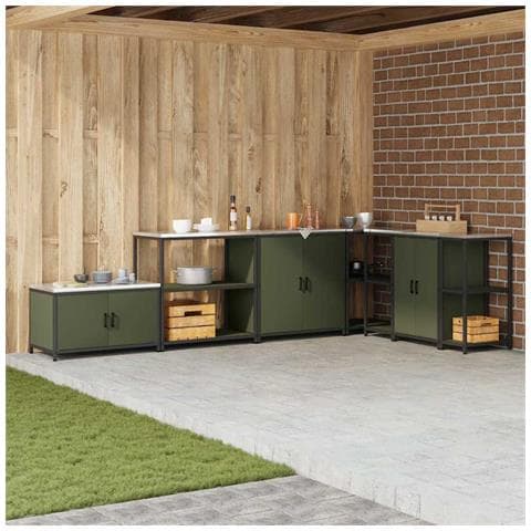 Mensola per il deposito in cucina Verde oliva Acciaio - Foto 2