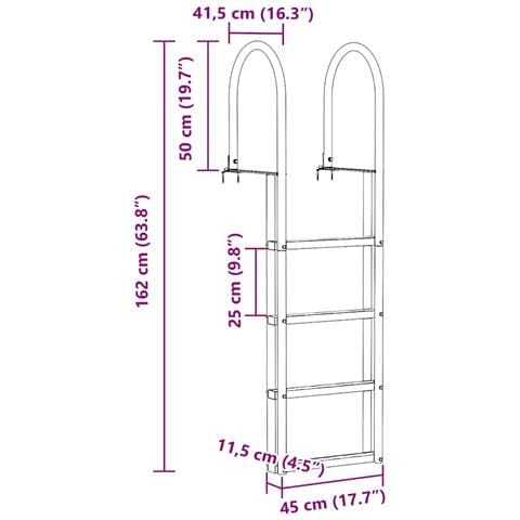 Scala da Molo Argento 45 x 11.5 x 162 cm Alluminio - Foto 8