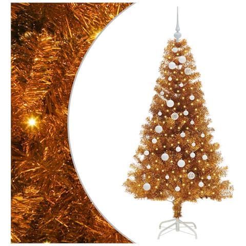 Albero di Natale con 150 LED con supporto Oro 150 cm PET - Foto 1
