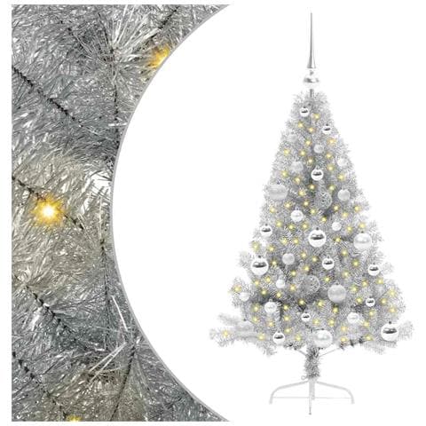 Albero di Natale artificiale con luci integrate Argento 120 cm - Foto 1