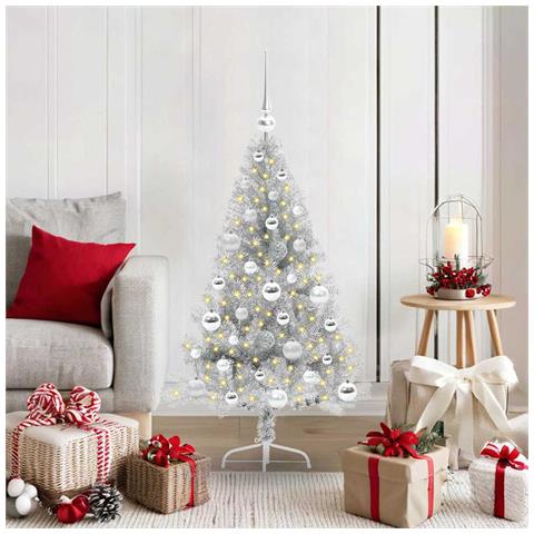 Albero di Natale artificiale con luci integrate Argento 120 cm - Foto 2