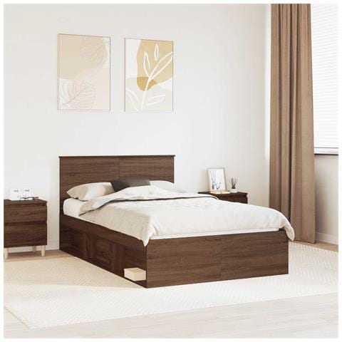 Struttura del letto Rovere Marrone 120 x 190 cm Pino massello - Foto 2