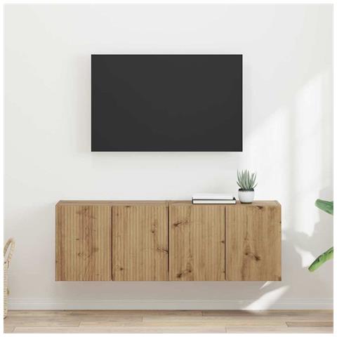 Mobile TV da parete 2 pcs Rovere artigianale 59,5 x 31 x 40 cm - Foto 2