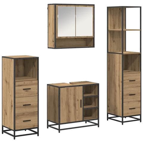 Set di mobili per il bagno con porta 4 pcs Rovere artigianale - Foto 1