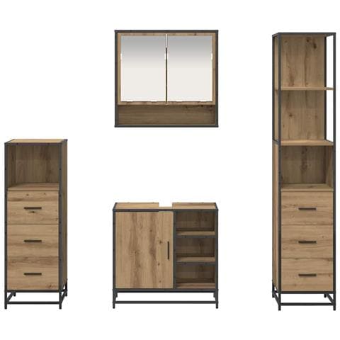 Set di mobili per il bagno con porta 4 pcs Rovere artigianale - Foto 9