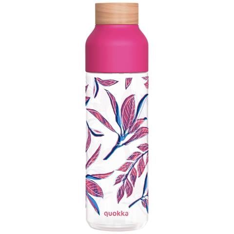 Bottiglia D'acqua Ice 840ml Con Tappo In Legno E Motivo Fogliame Stilizzato, Rosa - Foto 1