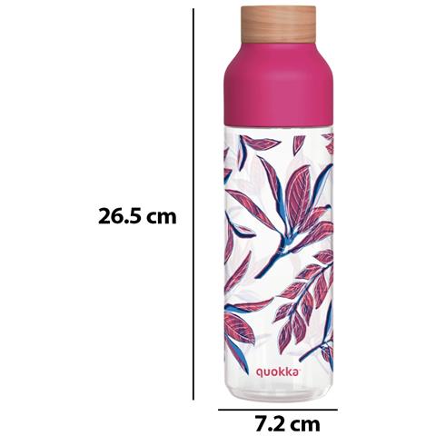 Bottiglia D'acqua Ice 840ml Con Tappo In Legno E Motivo Fogliame Stilizzato, Rosa - Foto 4