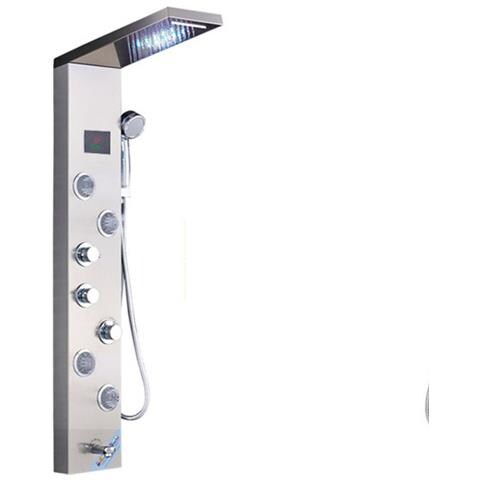 Pannello doccia Blackswan, modello M9001 nichelato con LED, display digitale, bocca e funzioni SPA, misura 114 cm - Foto 1