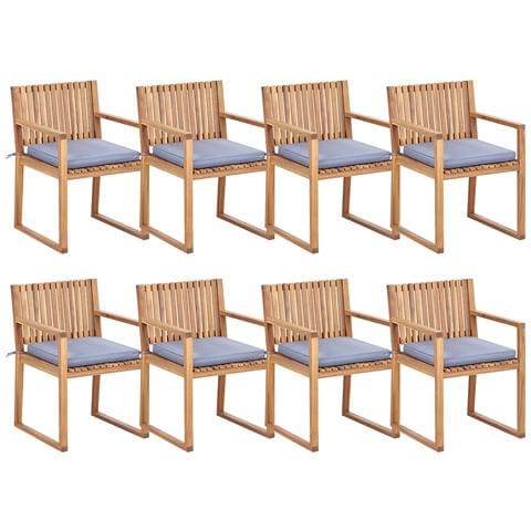 Set Di 8 Sedie Da Giardino Con Cuscini Sassari Ii Legno Di Acacia Certificato Blu - Foto 2