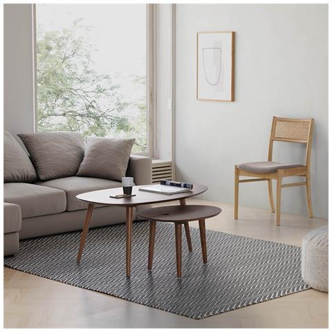 Set Di 2 Sedie Vilma Colore Rovere, Legno Massello E Rattan Naturale - Foto 2