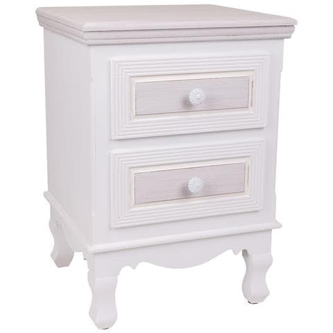 Comodino In Legno Con 2 Cassetti Bianchi 37x33,5x53. - Foto 1