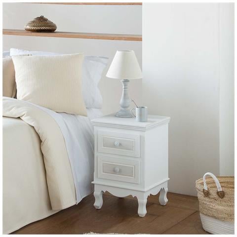 Comodino In Legno Con 2 Cassetti Bianchi 37x33,5x53. - Foto 2