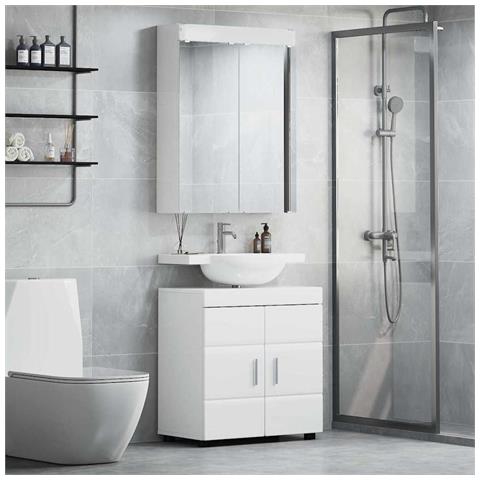 Set di mobili per il bagno con lo scaffale TULUM Bianco Lucido - Foto 2