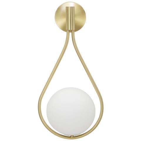 Applique Glamy Drop In Ferro Dorato Con Sfera In Vetro Bianco E Cornice A Goccia - Foto 1