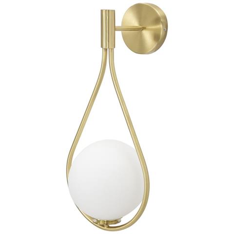 Applique Glamy Drop In Ferro Dorato Con Sfera In Vetro Bianco E Cornice A Goccia - Foto 2