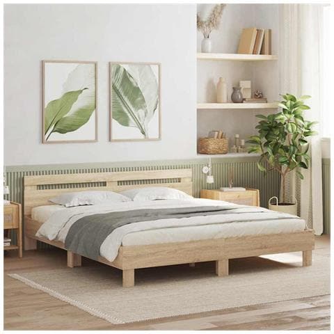 Struttura del letto Sonoma 193 x 203 cm Legno multistrato - Foto 2