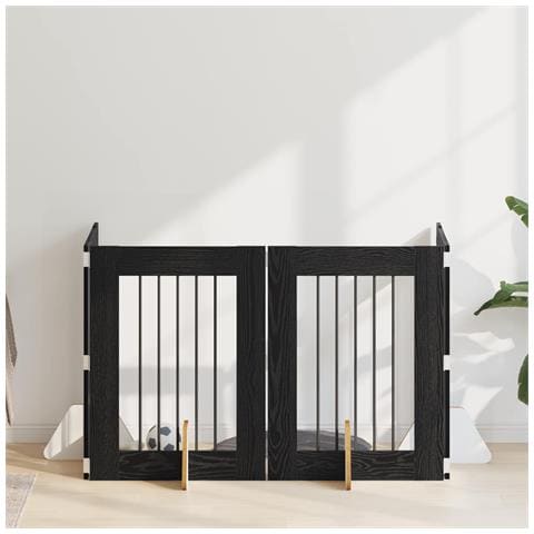 Cancello per cani con supporti 4 pcs Rovere Nero 60 x 80 cm - Foto 2