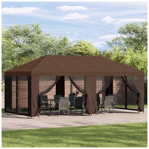 Gazebo da giardino 6 x 3 m Marrone Poliestere e Acciaio 190 - Foto 2